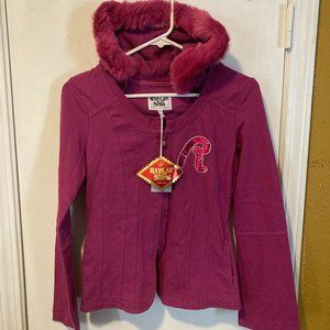 Replay & Sons youth girls XL lightweight cotton embellished zip up plush hoodie